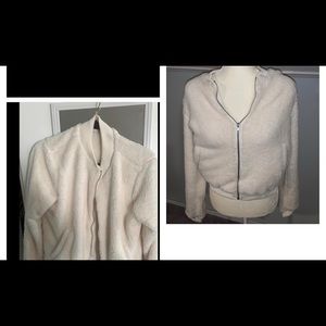 Furry white long sleeve jacket